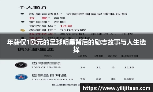 年薪仅1欧元的足球明星背后的励志故事与人生选择